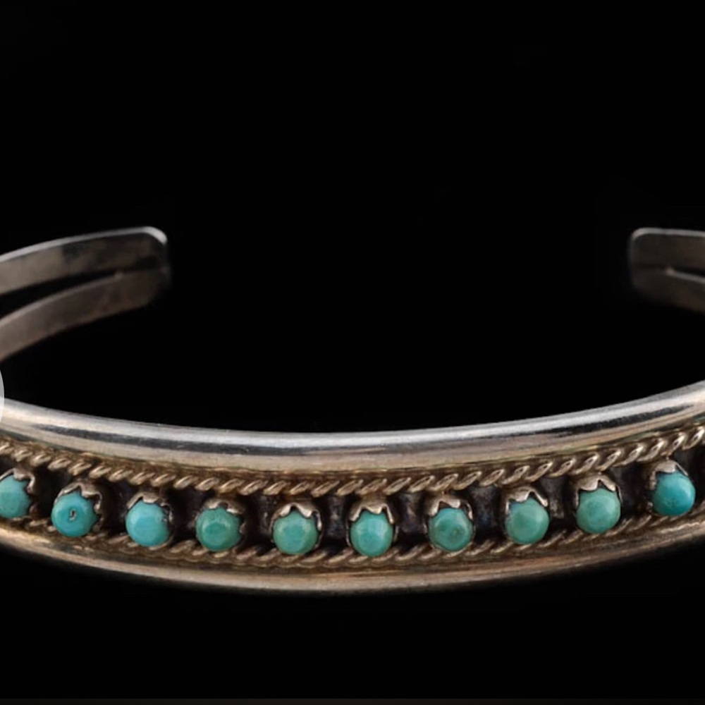 Sterling silver and turquoise Zuni bracelet small wrist
